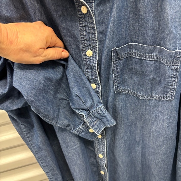 Maurices Dark Blue Casual Long Sleeve Button Down Denim Jean Chambray Shirt 1 XL - Picture 5 of 16
